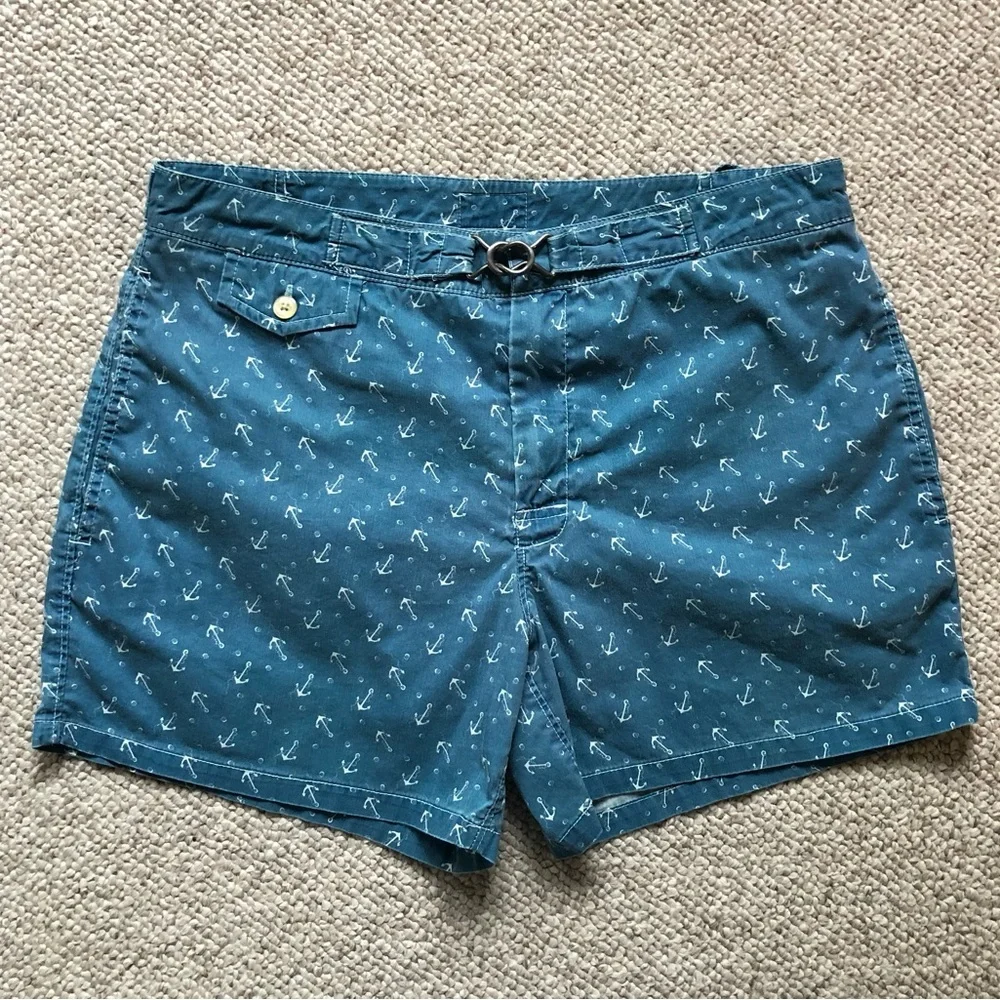Vintage Polo Ralph Lauren Men’s Riviera Nautical Anchor Swim Trunks Late90s/Y2K